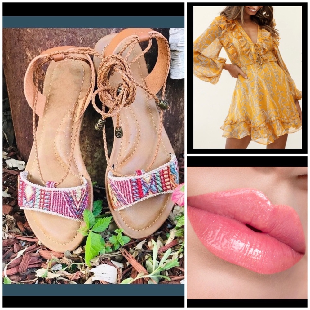 Boho Lace up Sandals - Picture 3 of 5